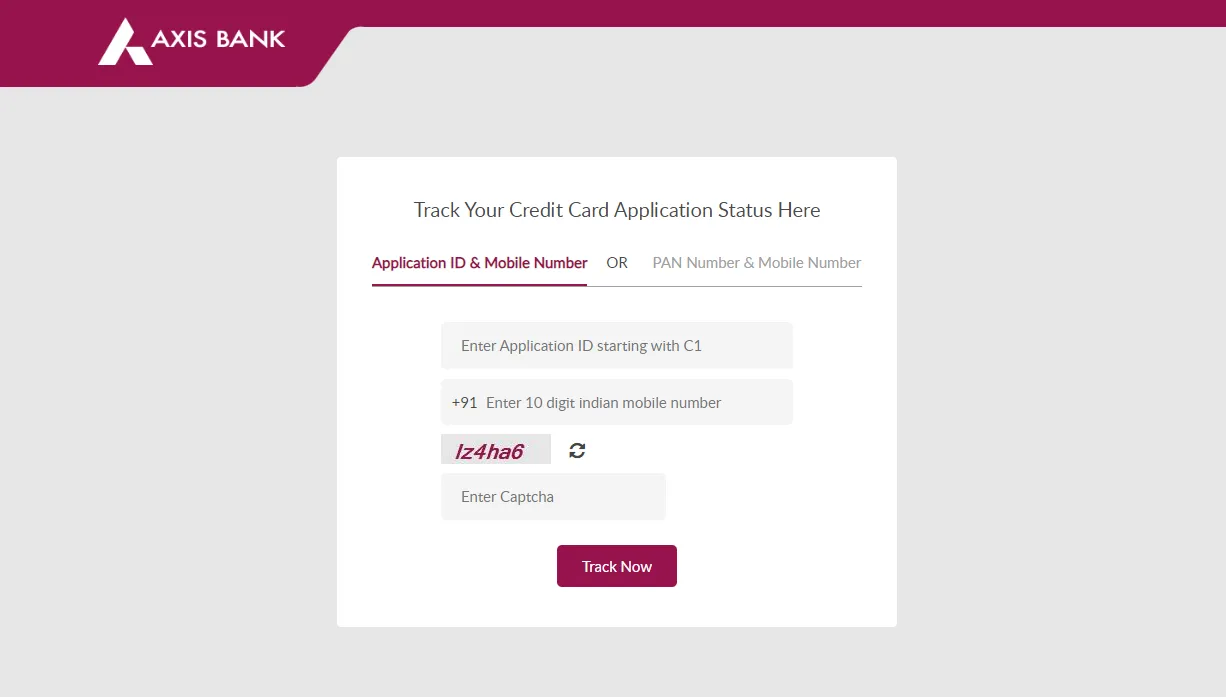 axis bank credit card app id reference status check