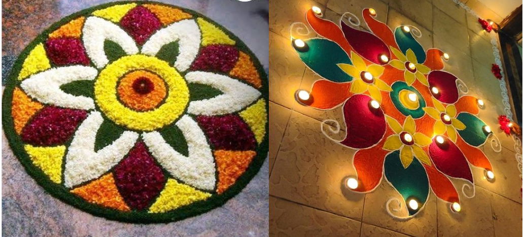 Floral Rangoli Designs For Diwali