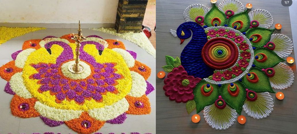Peacock Rangoli Designs For Diwali