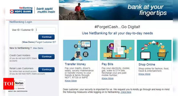 hdfc credit card login