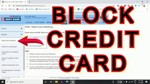 stepts to block hdfc credit card online