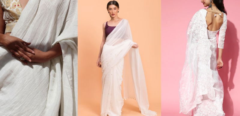 White Sarees for Farewell