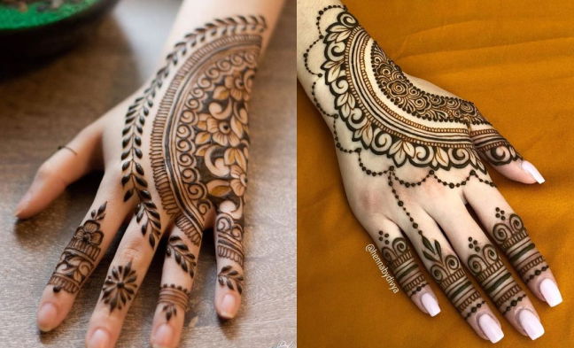 Semi-Circle Pattern Back Hand Mehndi Design