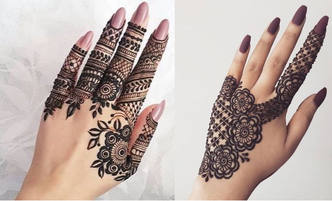Black Back Hand Mehandi Design