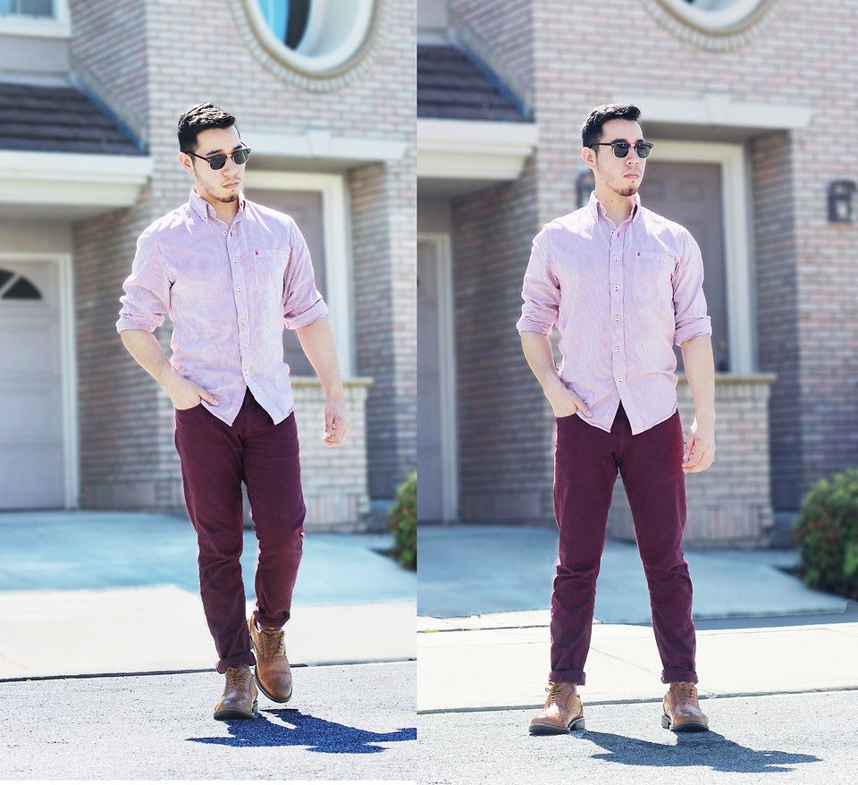 PINK SHIRT WITH MAROON PANTS