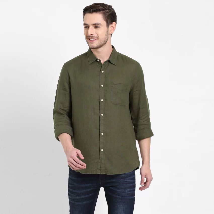 Dark Blue Jeans with an Olive Green Shirt | dark blue jeans matching shirt