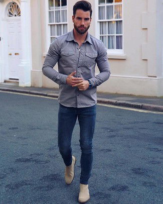 Blue Jeans With Grey Shirt | blue jeans matching shirt