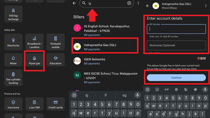IGL online payment on Gpay
