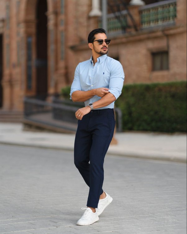 LIGHT BLUE SHIRT WITH NAVY BLUE PANTS | shirt and pant combo