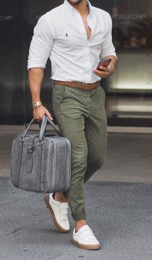 WHITE SHIRT WITH GREEN PANTS | Trouser Shirt Combination