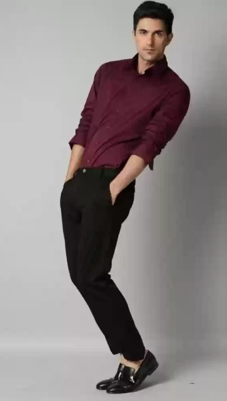 MAROON SHIRT WITH A BLACK PANT FORMAL | Trouser Shirt Combination