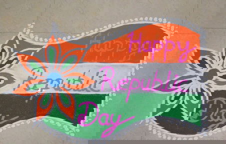 Happy Republic Day Written Flag