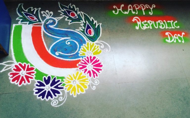 Republic Day Rangoli with Peacock Design