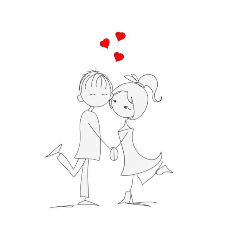 Cute Pencil Outline Valentine Drawing