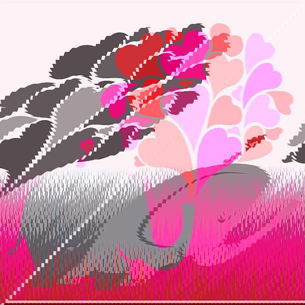 Cute Elephant Valentine Drawing Idea