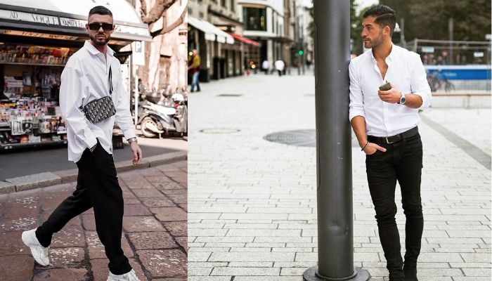 black and white casual dress for men