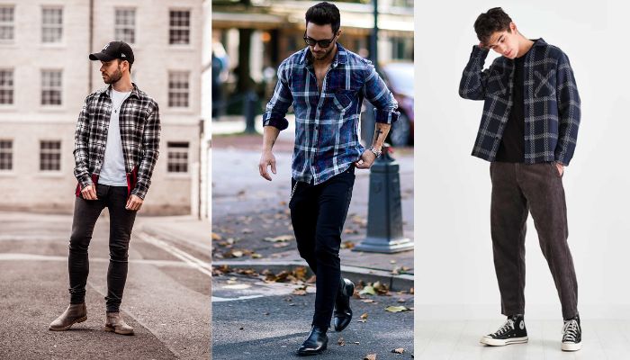 checkered shirts dress combinations for men