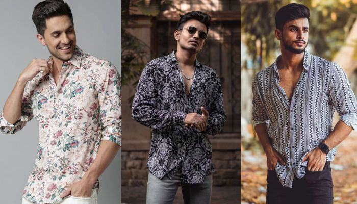 Printed shirt dress combination for men