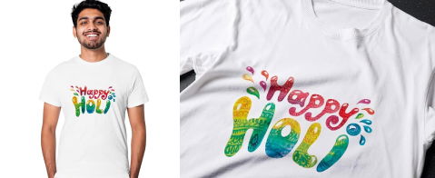 Happy Holi on T-shirt