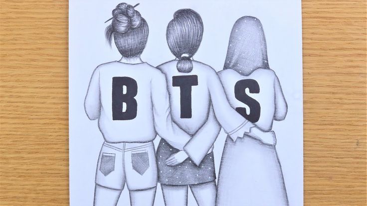 BTS Army Girl Best Friends Drawing
