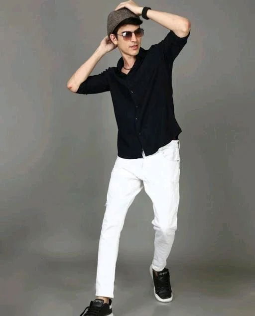 Black Shirt and White Pant Combination (1)