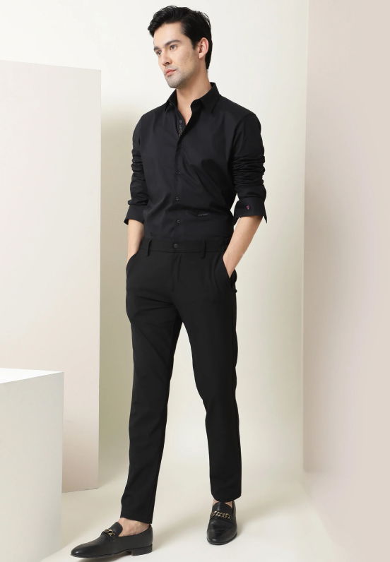 Black shirt and Black pants Combination | black shirt matching pant
