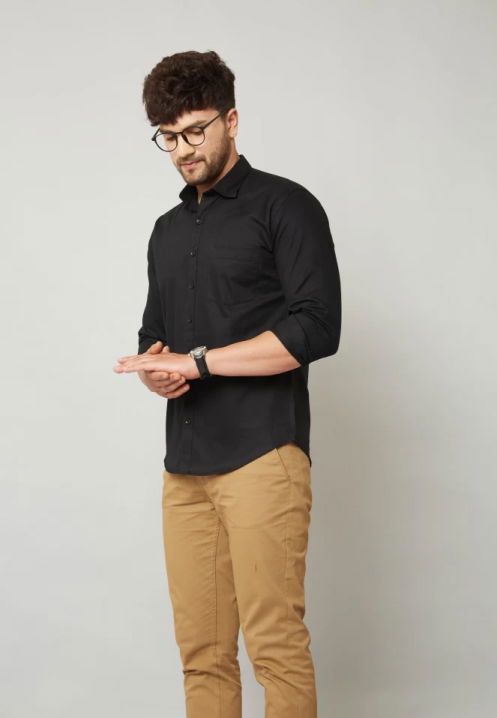 Black Shirt With Khaki Pants | black shirt matching pant