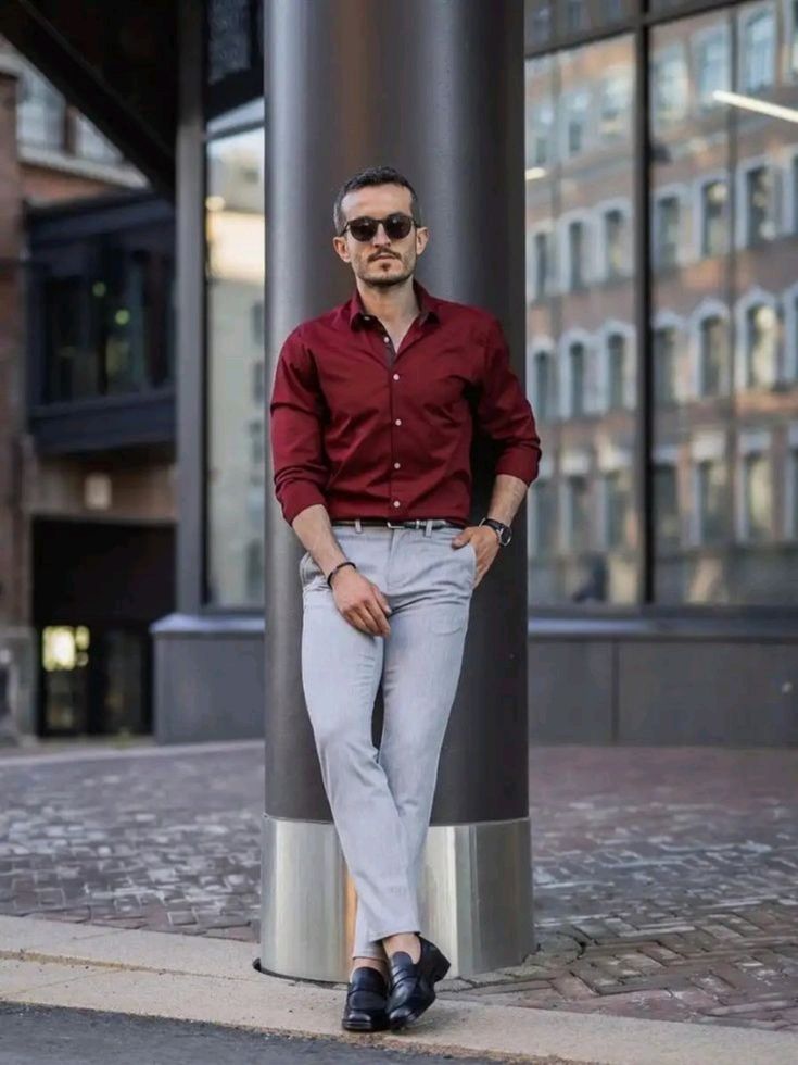 Grey Pants with Red Shirt | Grey Pant Matching shirt