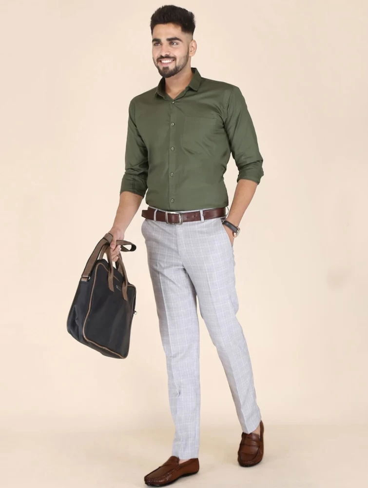Grey Pant with Green Shirt | grey pants combination