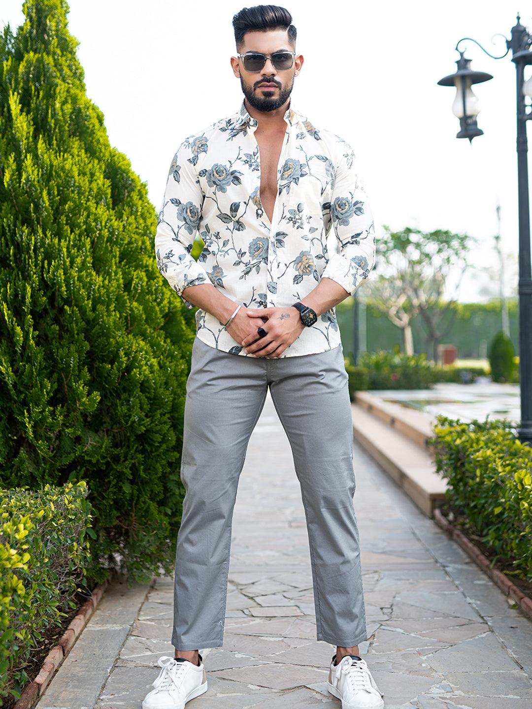 Grey Pants with Printed Shirt | Grey Pant Matching shirt