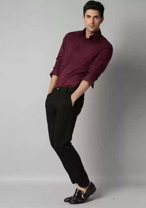 Maroon Shirt With Black Pants
