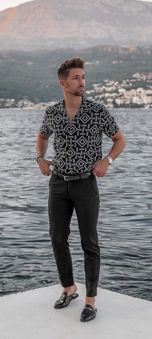 Printed Shirt With Black Pants
