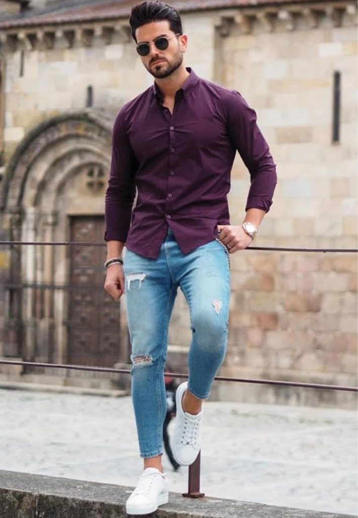 Purple Colour Shirt CombinationBlue jeans | purple shirt combination jeans