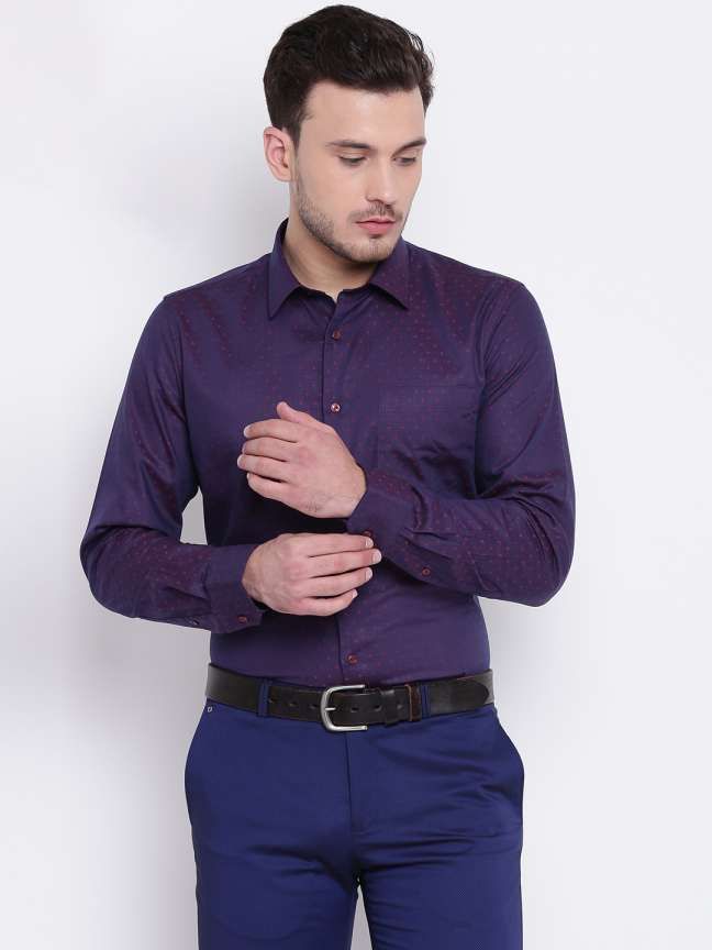 Purple Shirt Combination Pants in Blue Colour