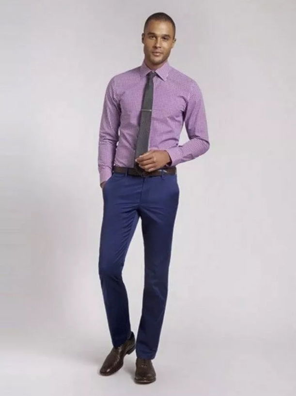 Light Purple Shirt with Blue Pants combination