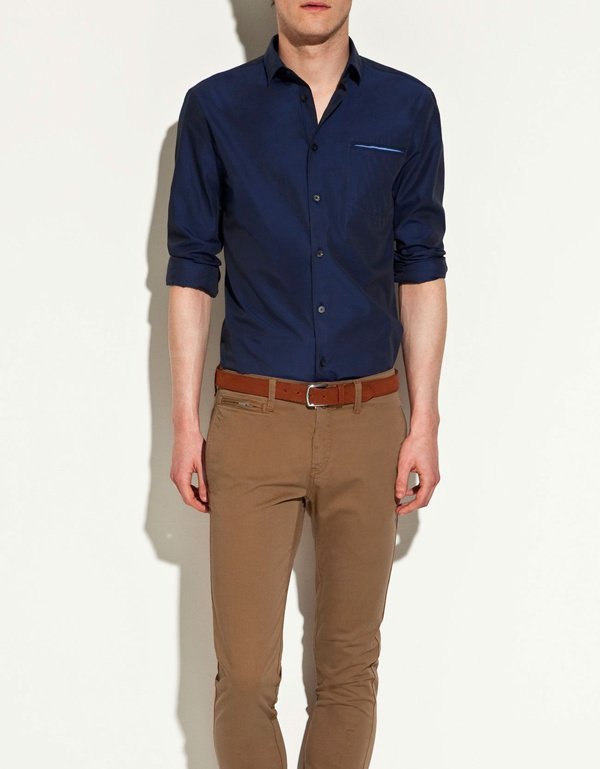 BLUE SHIRT WITH BROWN PANT | blue colour shirt matching pant