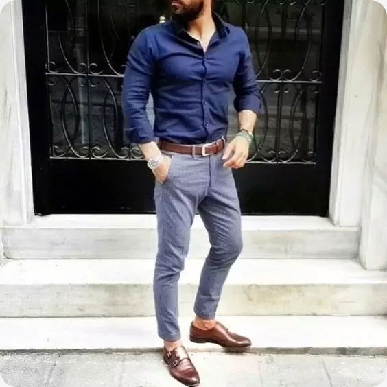 blue shirt with grey pant | blue colour shirt matching pant