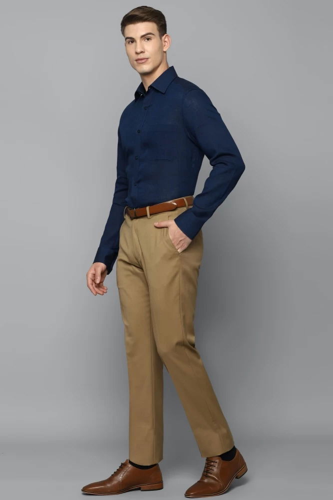 BLUE SHIRT WITH KHAKI PANTS