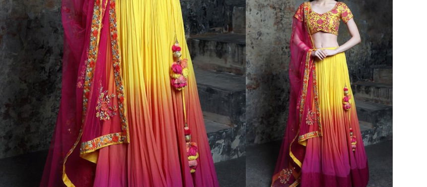 Yellow & Pink Combo Lehenga for Haldi