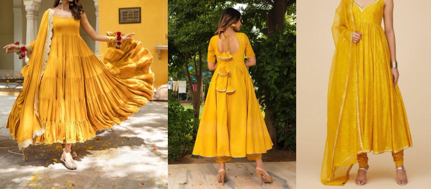 Yellow Anarkali for Haldi