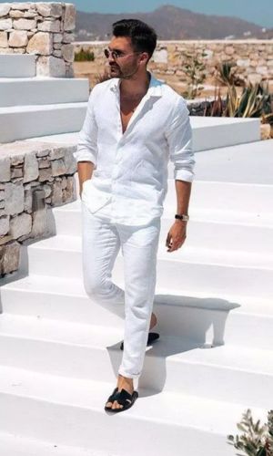 white shirt combination pants