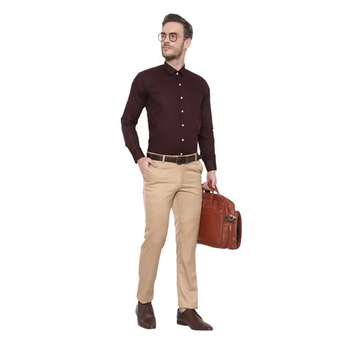 Brown pants with Wine color Shirts | brown color pant matching shirt