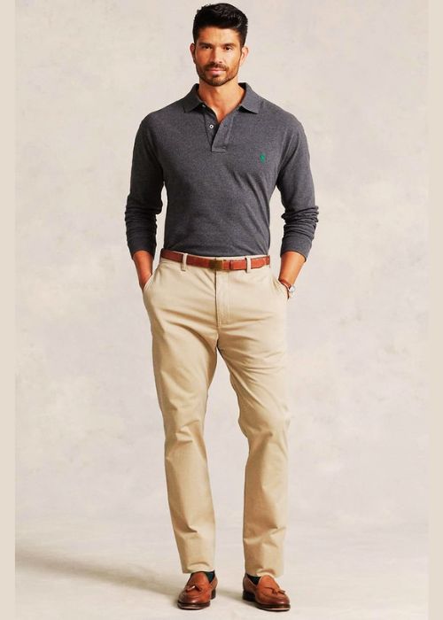 Grey Shirt with Brown Pants | grey shirt combination