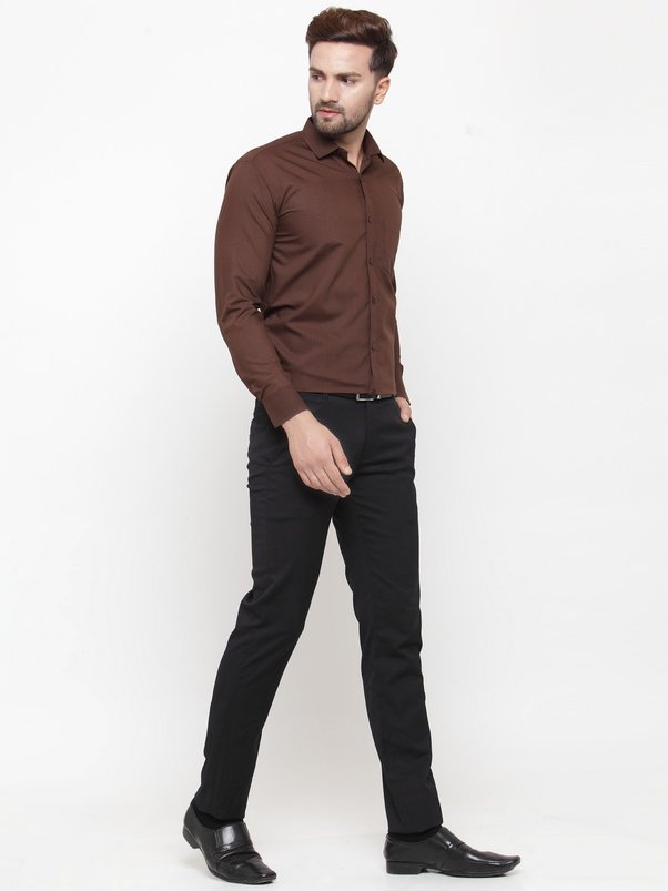 Brown Shirt Matching  With Black Colour Pants