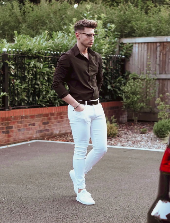 Brown Shirt Matching With White Pants | brown color shirt matching pant