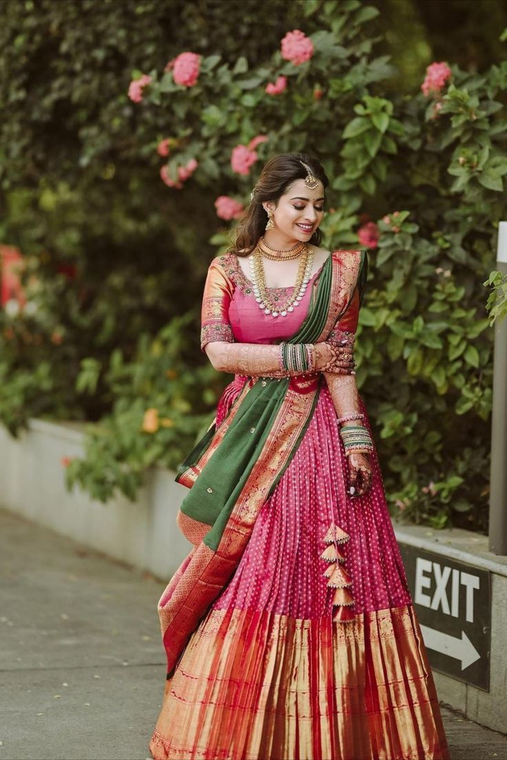 South Indian Lehenga with South Indian Bridal Look