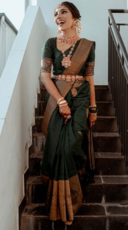 Green Kanjeevaram Saree | south indian bridal look