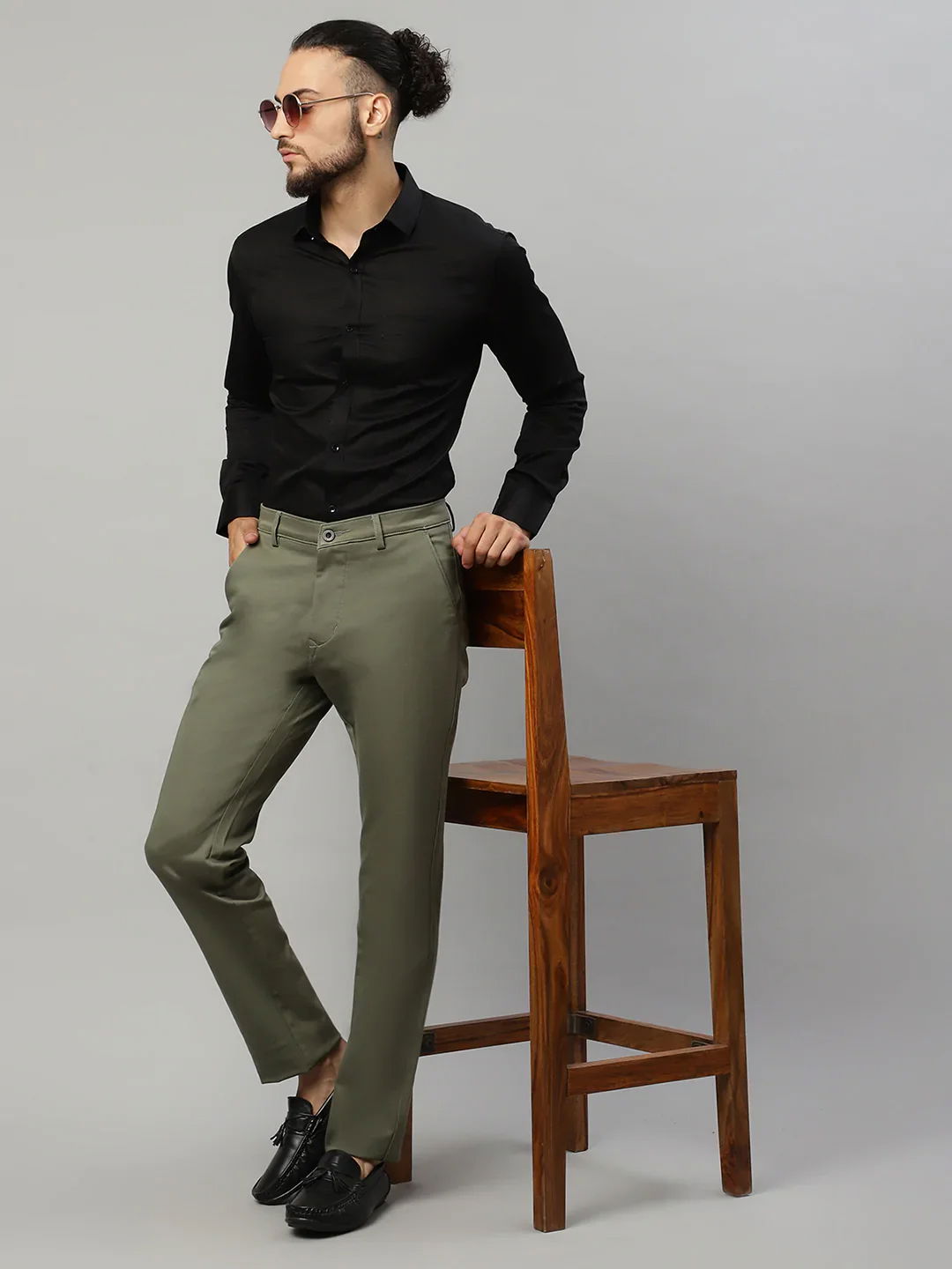 Black Shirt With Olive Green Pants