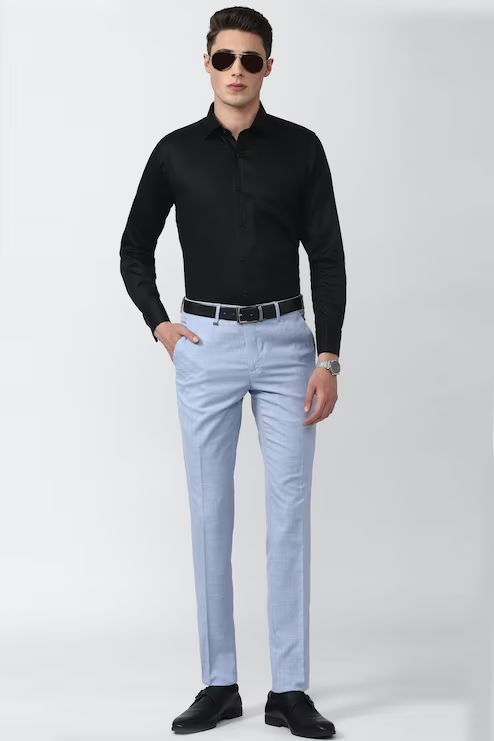 Black Shirt With Light Blue Pants