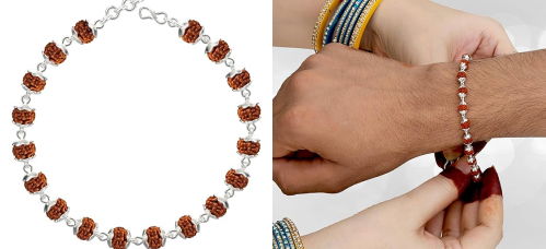 Handmade Dual Wire Silver Rudraksha Bracelet